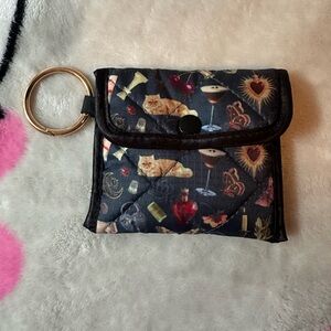 Sonix Navy Blue cat quilted patterned AirPods case with gold keychain